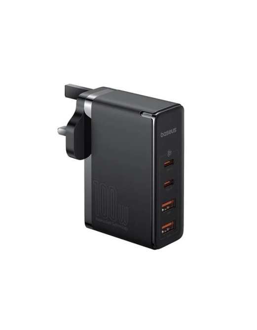 Baseus Charger Wall 100W 2xUSB-C 2xUSB-A UK+100W USB-C Cable Black