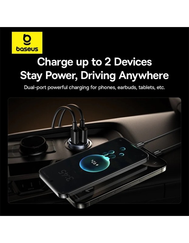 Baseus Tiny Star Car Charger 30W PD 3.0 U+C Black