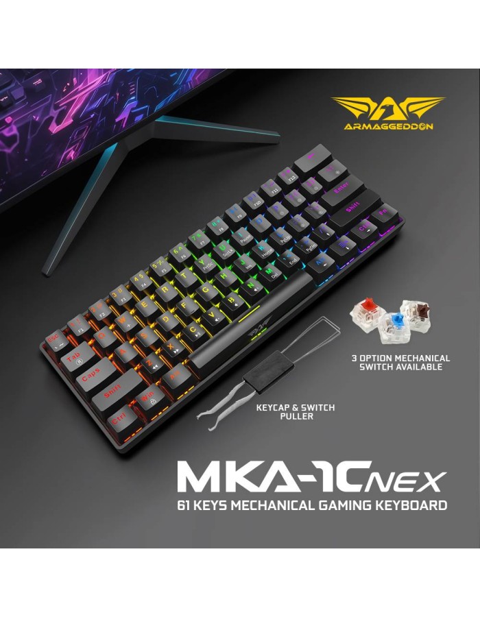 Armaggeddon MKA-1C NEX Black Mechanical Gaming Keyboard 61 Linear (Red) Keys Armaggeddon MKA-1C NEX Black Mechanical Gaming Keyboard 61 Linear (Red) Keys