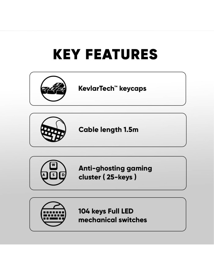 Armaggeddon MKA-7C Black Mechanical Gaming Keyboard 104 Clicky Blue Keys