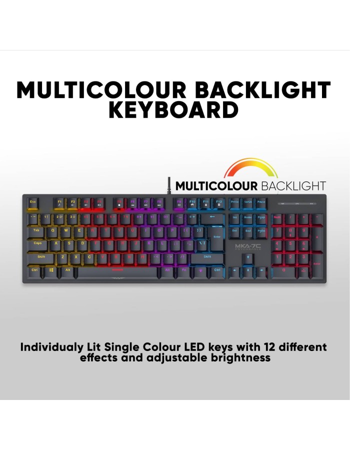 Armaggeddon MKA-7C Black Mechanical Gaming Keyboard 104 Clicky Blue Keys