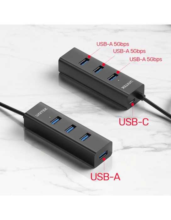 Unitek Y-3089 4x USB-A 3.0 Ports & 1x USB-C Power Port with 1.2m Cable Unitek Y-3089 4x USB-A 3.0 Ports & 1x USB-C Power Port with 1.2m Cable