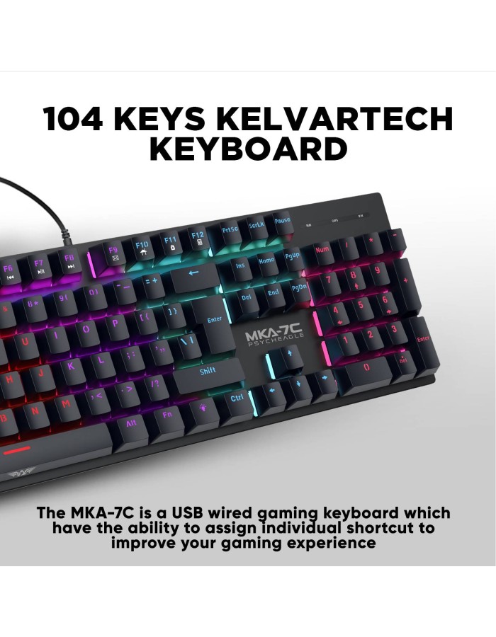 Armaggeddon MKA-7C Black Mechanical Gaming Keyboard 104 Keys Linear Red