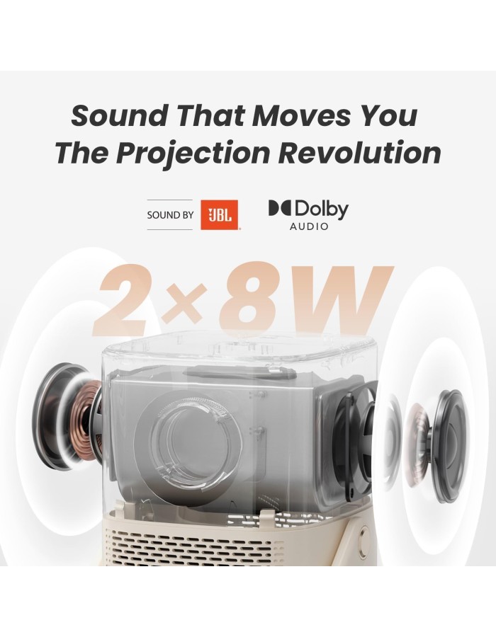 Yaber T2 Plus Full HD Portable Outdoor Projector WiFi6/BT 450 Ansi JBL Sound Smart TV Auto Focus