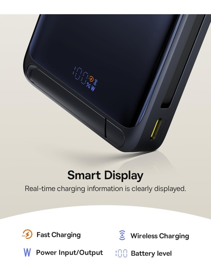 Baseus Powerbank Wireless 45W 10000mAh NOMOS Qi2-Stand Black Baseus Powerbank Wireless 45W 10000mAh NOMOS Qi2-Stand Black