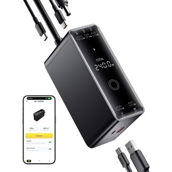 Baseus Desktop Charger 240W 3C+U+DC Touch Display & App Control incl 240W Charging Cable - Can Charge two Laptops at the same time