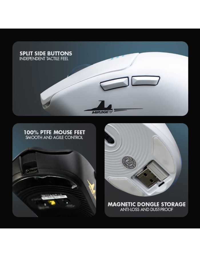 Armaggeddon Gaming Mouse Wired+2.4G+BT Rechargeable 500mAh 5B MIRAGE-V Black