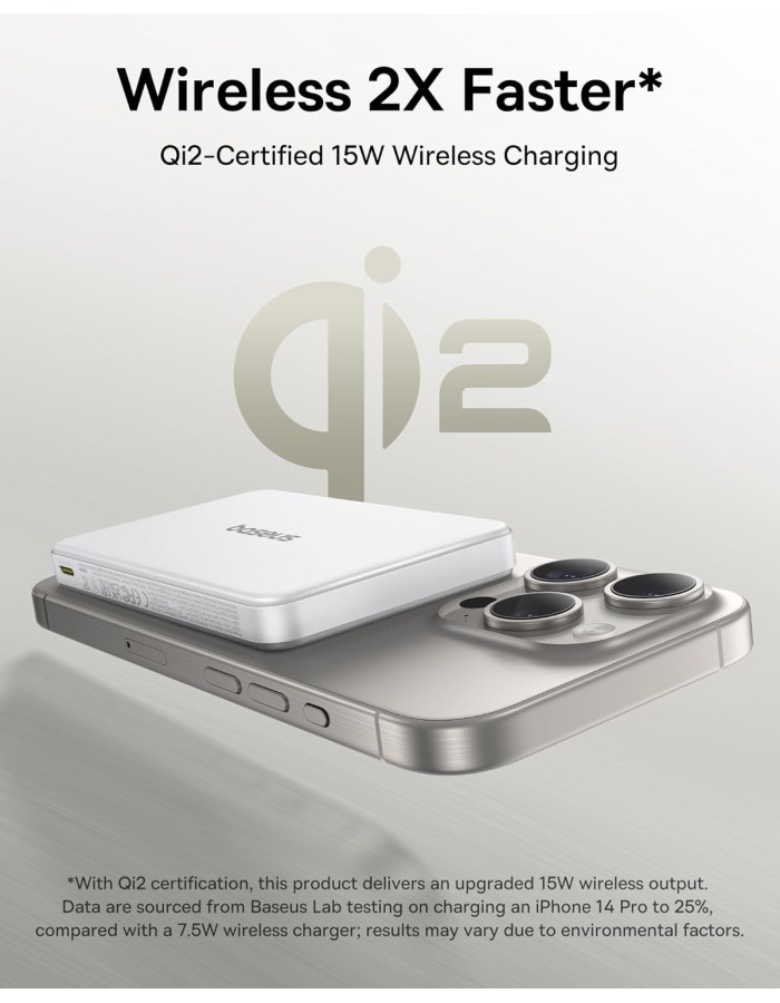 Baseus Powerbank Wireless 22.5W 10000mAh 15W Qi2 Airpow White Baseus Powerbank Wireless 22.5W 10000mAh 15W Qi2 Airpow White
