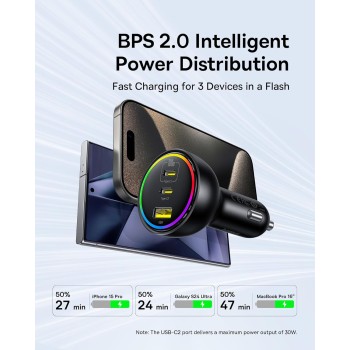 Baseus Car Charger 152.5W 2C + 1U incl 100W Cable Baseus Car Charger 152.5W 2C + 1U incl 100W Cable