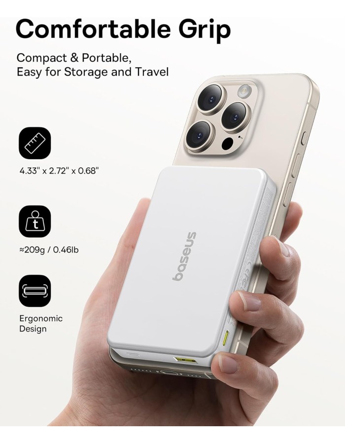 Baseus Powerbank Wireless 22.5W 10000mAh 15W Qi2 Airpow White Baseus Powerbank Wireless 22.5W 10000mAh 15W Qi2 Airpow White