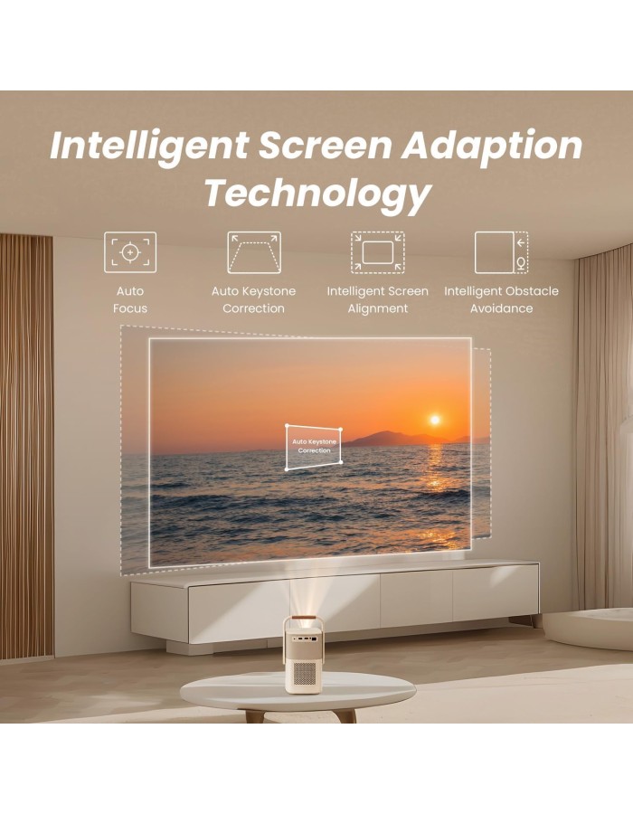 Yaber T2 Plus Full HD Portable Outdoor Projector WiFi6/BT 450 Ansi JBL Sound Smart TV Auto Focus