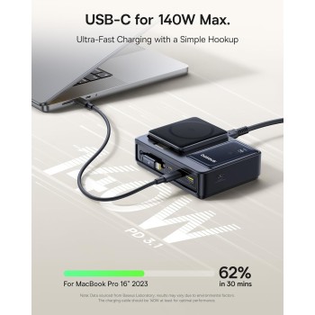 Baseus NOMOS 5in1 Desktop 140W Wired & Wireless Charger Qi2 3xUSBC+1A with LED Display UK Plug Baseus NOMOS 5in1 Desktop 140W Wired & Wireless Charger Qi2 3xUSBC+1A with LED Display UK Plug