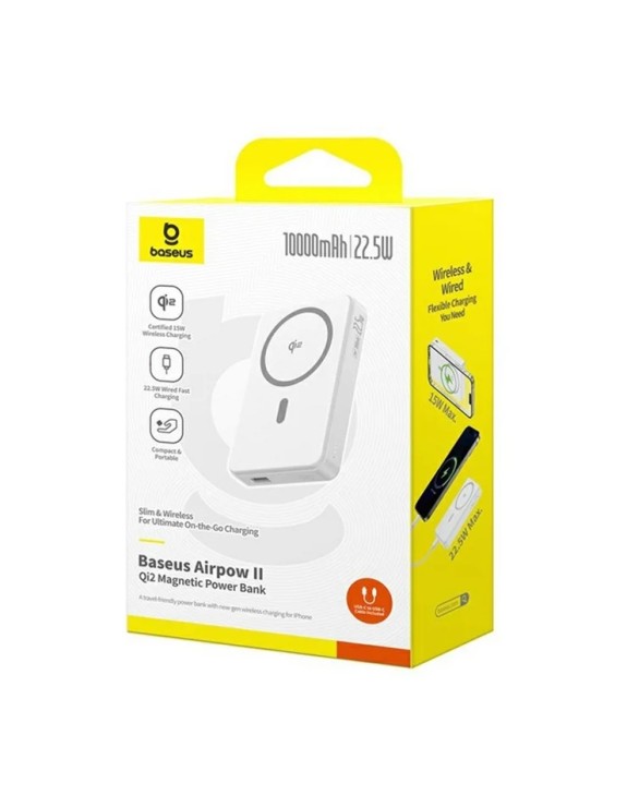 Baseus Powerbank Wireless 22.5W 10000mAh 15W Qi2 Airpow White Baseus Powerbank Wireless 22.5W 10000mAh 15W Qi2 Airpow White