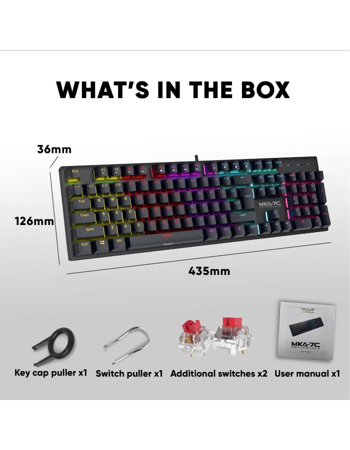 Armaggeddon MKA-7C Black Mechanical Gaming Keyboard 104 Keys Linear Red