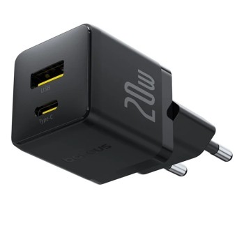 Baseus Charger Wall 20W USB-C/USB-A PALM Series EU Black