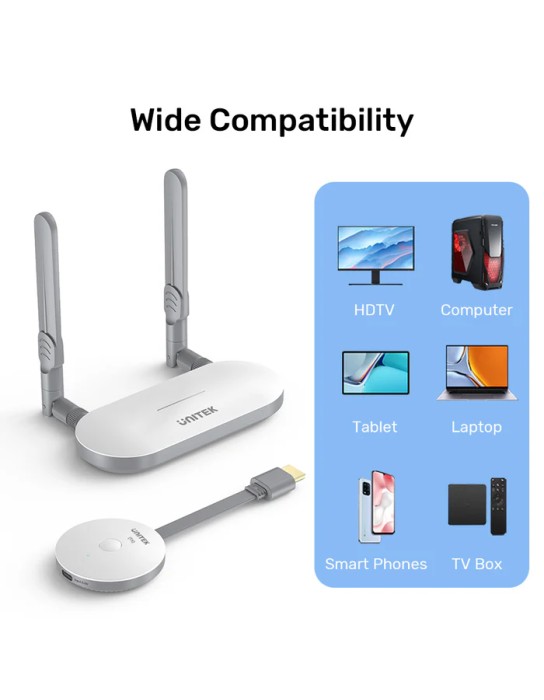 Unitek Wireless HDMI Transmitter & Receiver Kit Up to 50M White V1183A