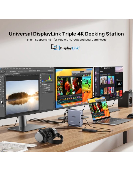 Unitek D1135A 15in1 USB-C Hub Supports Macbook M1 Triple 4K Displays PD100W Dual Card Readers Unitek D1135A 15in1 USB-C Hub Supports Macbook M1 Triple 4K Displays PD100W Dual Card Readers