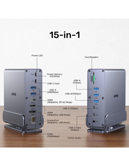 Unitek D1135A 15in1 USB-C Hub Supports Macbook M1 Triple 4K Displays PD100W Dual Card Readers Unitek D1135A 15in1 USB-C Hub Supports Macbook M1 Triple 4K Displays PD100W Dual Card Readers