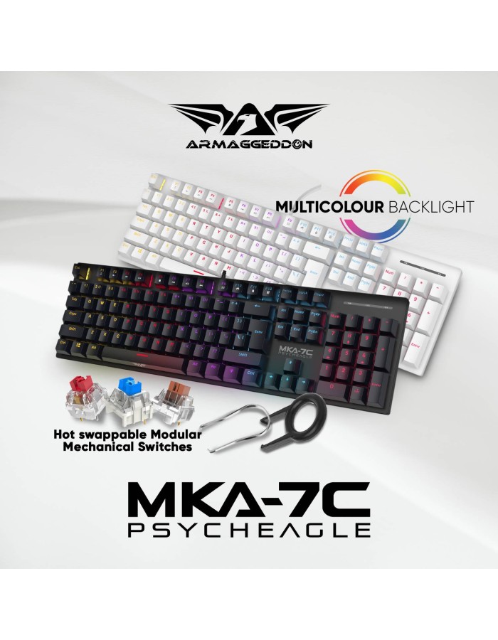 Armaggeddon MKA-7C Black Mechanical Gaming Keyboard 104 Clicky Blue Keys