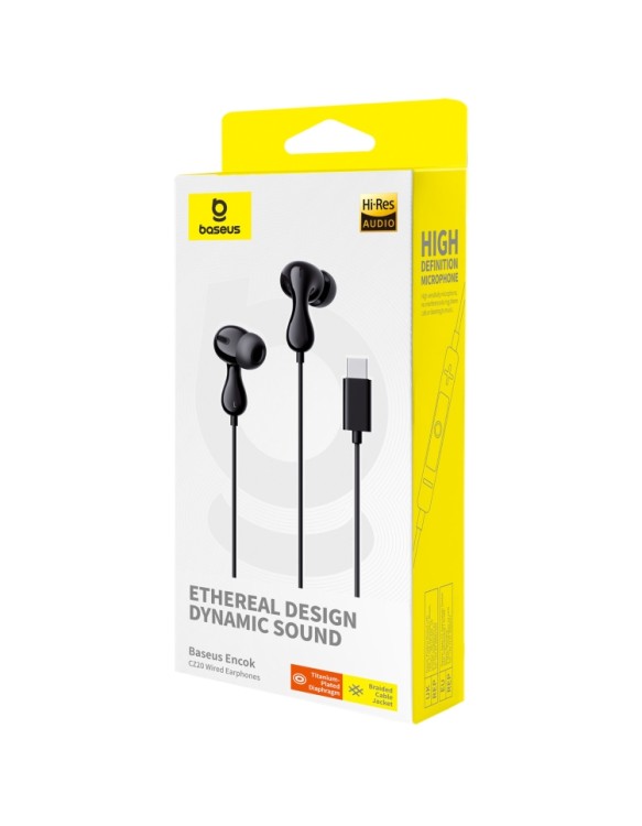 Baseus Headphones In Ear Wired Type C HiRes CZ20 Black Baseus Headphones In Ear Wired Type C HiRes CZ20 Black