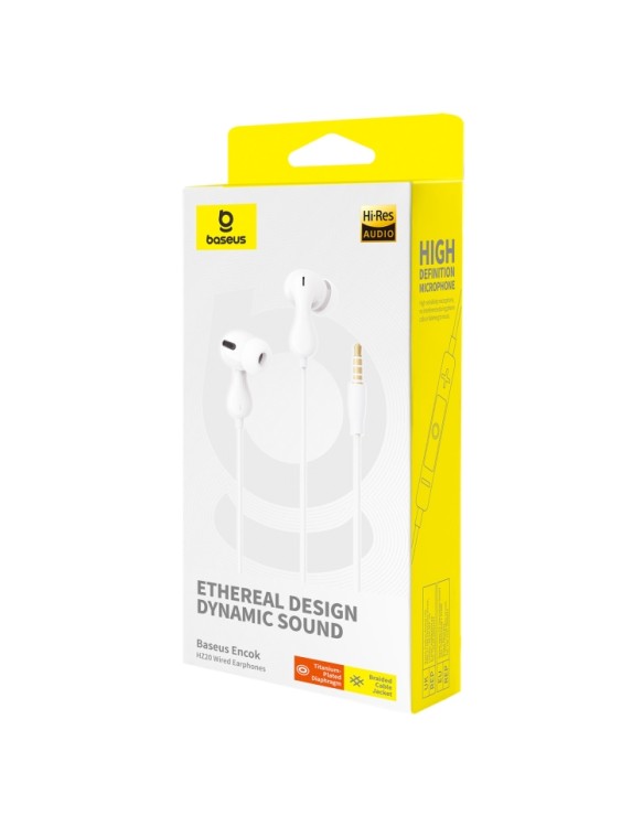 Baseus Headphones In Ear Wired 3.5mm HiRes HZ20 White