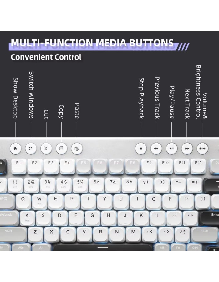 Thunderobot K96 Office Mechanical Keyboard Trimode 2.4GHz-BT-USBC 96 Red Switch Keys