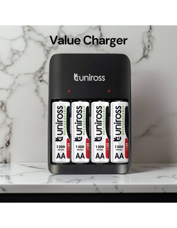 Uniross USB Charger UCU010A for AA/AAA Includes 4xAA Batteries Uniross USB Charger UCU010A for AA/AAA Includes 4xAA Batteries