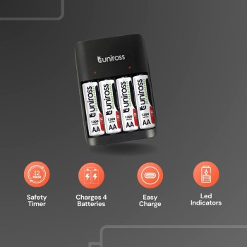 Uniross USB Charger UCU010A for AA/AAA Includes 4xAA Batteries