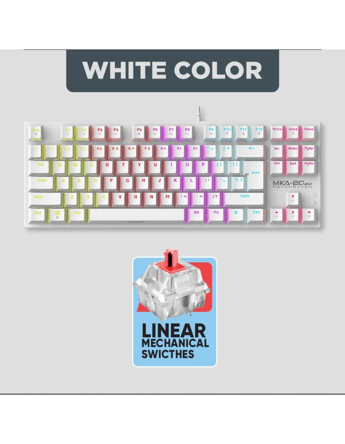 Armaggeddon MKA-2C NEO White Mechanical Gaming Keyboard 87 Linear (Red) Keys