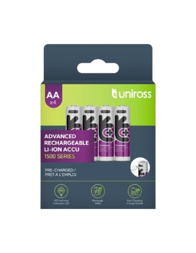 Uniross Rechargeable USB-C Lithium AA Batteries 2400 mAh (4pack) Uniross Rechargeable USB-C Lithium AA Batteries 2400 mAh (4pack)
