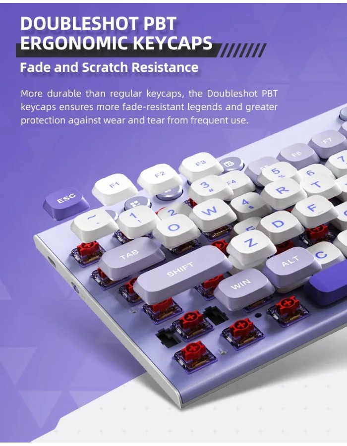 Thunderobot K96 Office Mechanical Keyboard Trimode 2.4GHz-BT-USBC 96 Red Switch Keys