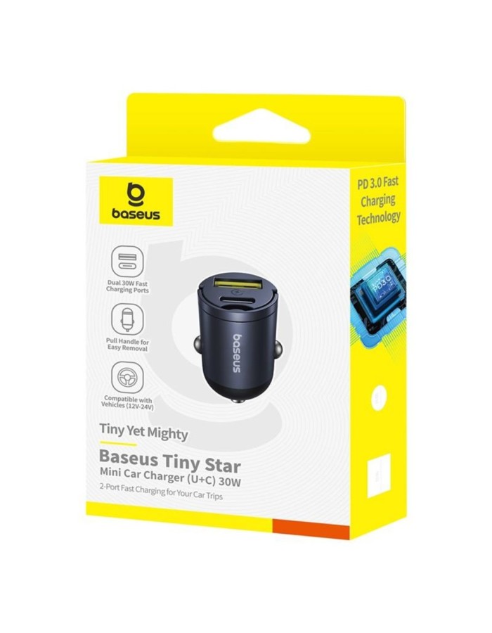 Baseus Tiny Star Car Charger 30W PD 3.0 U+C Black