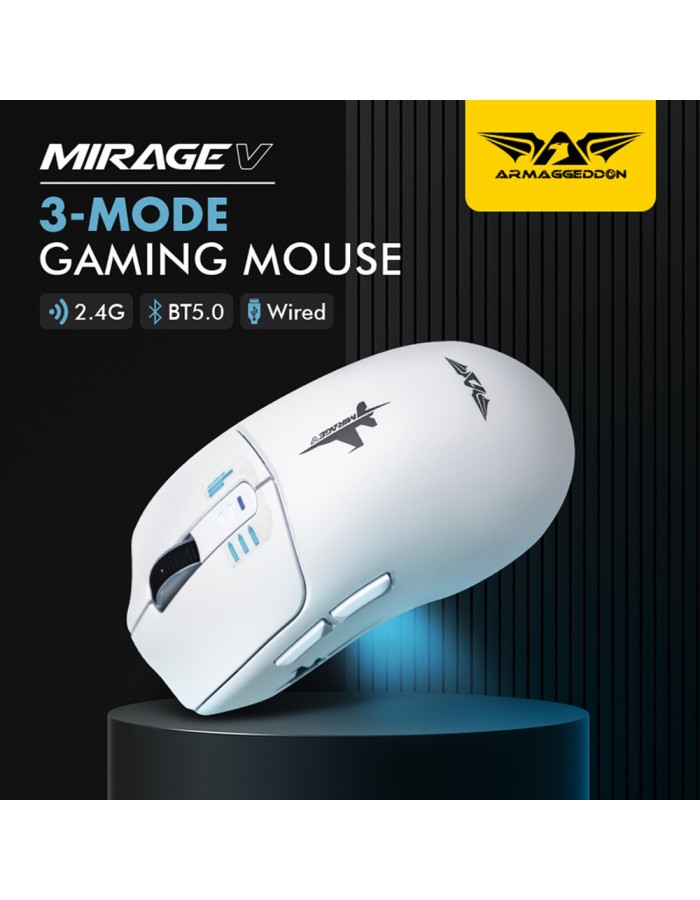 Armaggeddon Gaming Mouse Wired+2.4G+BT Rechargeable 500mAh 5B MIRAGE-V Black