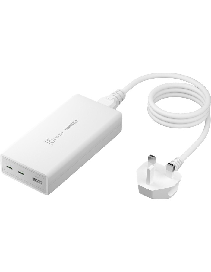 j5create 185W Laptop GaN Charger PD3.1 2xUSB-C/1xUSB-A (UK Plug) JUP37185W