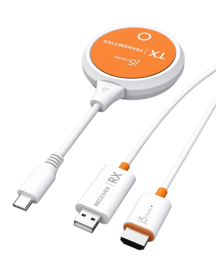 j5create Screencast Wireless Display Extender USB-C to HDMI Transmitter/Receiver 1080p JVAW62