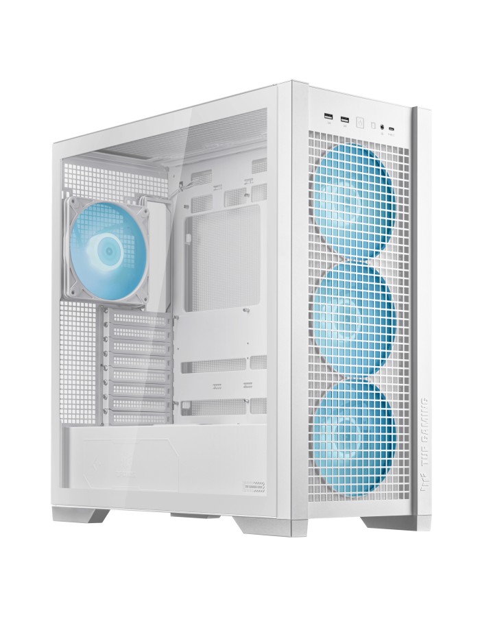 ASUS PC Case TUF Gaming eATX Mesh Front Panel Interchangeable Glass-Mesh Side Panels 4x Pre-Installed Fans USB-C GT302 ARGB White
