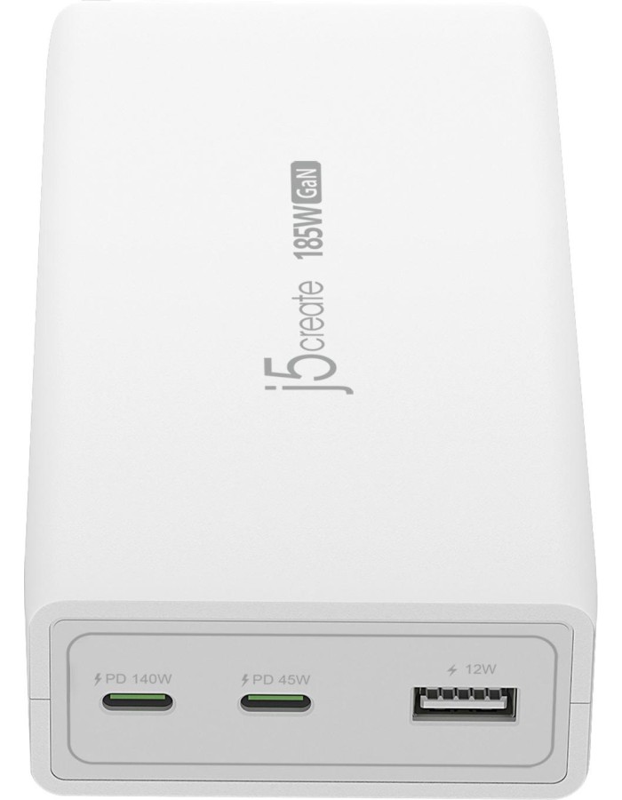 j5create 185W Laptop GaN Charger PD3.1 2xUSB-C/1xUSB-A (UK Plug) JUP37185W