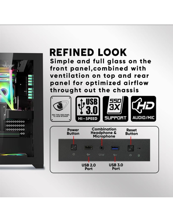 Armaggeddon Gaming Case ATX AQUARON PRO Black