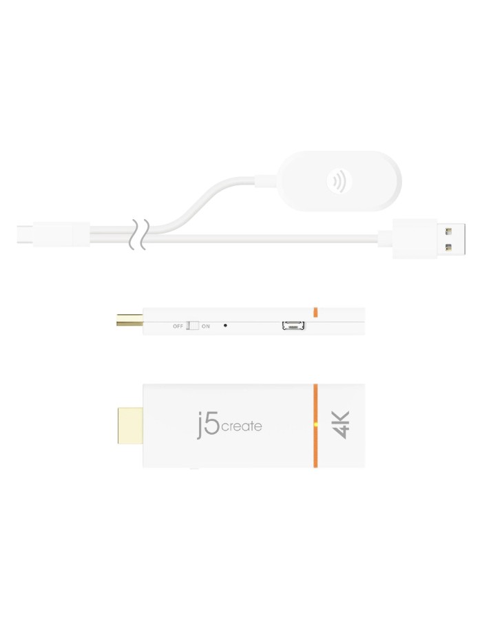 j5create JVAW76 Screencast Wireless 4K HDMI Display Adapter Miracast/AirPlay USB Powered 2.5 & 5.8 GHz