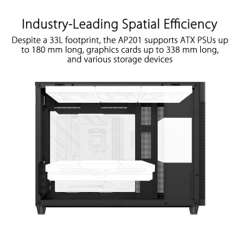 ASUS PC Case mATX Tempered Glass Panel USB-C PRIME AP201 Black