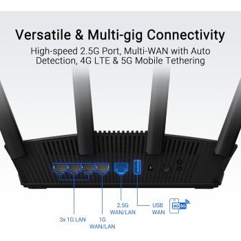 ASUS WLAN Router BE3600 Wi-Fi 7 Dual Band 2.5GbE VPNFusion USB RT-BE58U