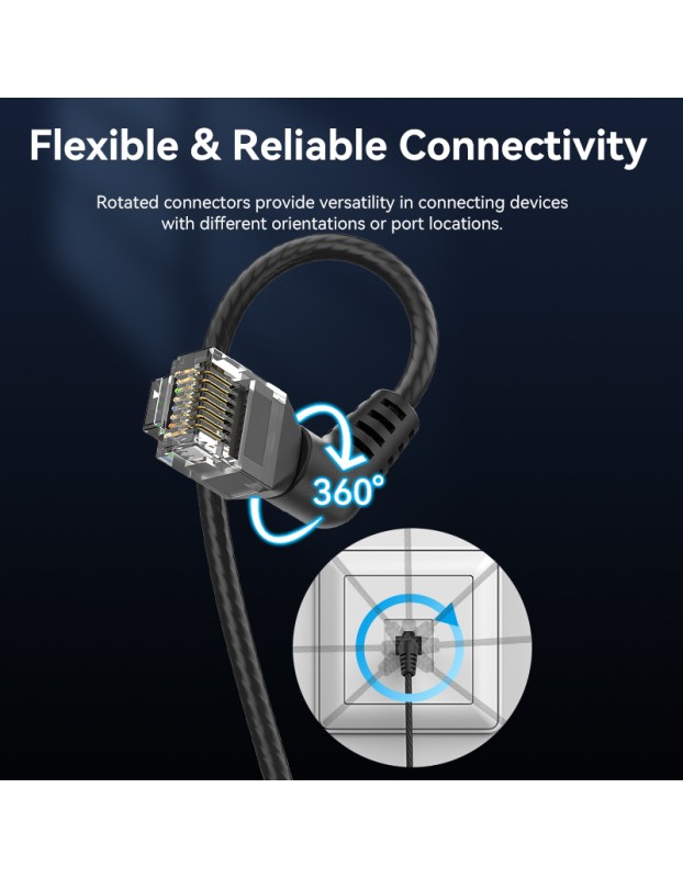 Vention NETWORK Cable Cat6A UTP Rotate Right Angle Slim 1.0m Black IBOBF Vention NETWORK Cable Cat6A UTP Rotate Right Angle Slim 1.0m Black IBOBF
