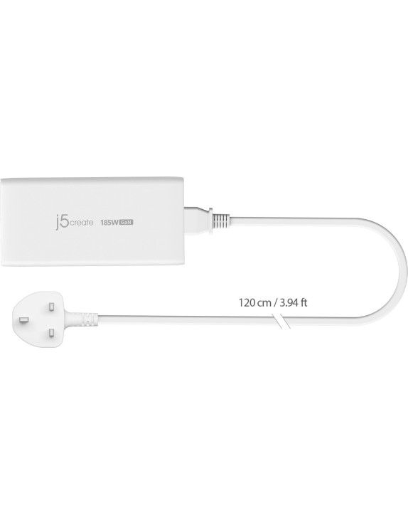 j5create 185W Laptop GaN Charger PD3.1 2xUSB-C/1xUSB-A (UK Plug) JUP37185W