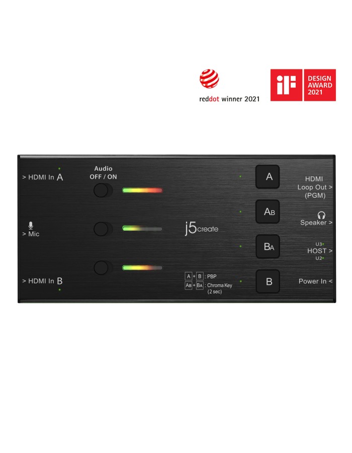 j5create Capture Card Dual HDMI to USB-C/A 1080p 3.5mm/DSLR/PD Windows/Android JVA06 j5create Capture Card Dual HDMI to USB-C/A 1080p 3.5mm/DSLR/PD Windows/Android JVA06