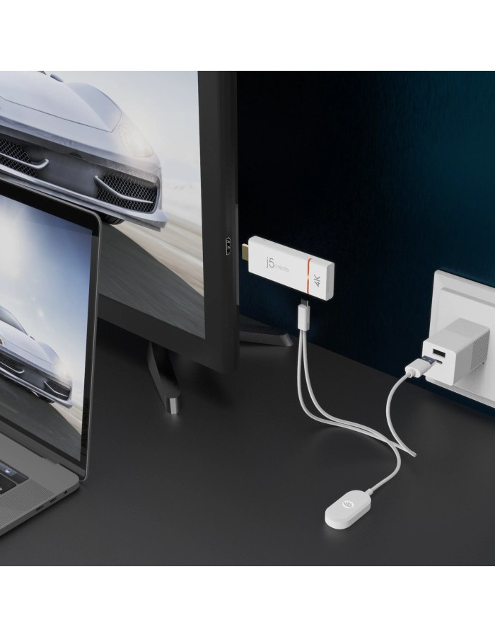 j5create JVAW76 Screencast Wireless 4K HDMI Display Adapter Miracast/AirPlay USB Powered 2.5 & 5.8 GHz