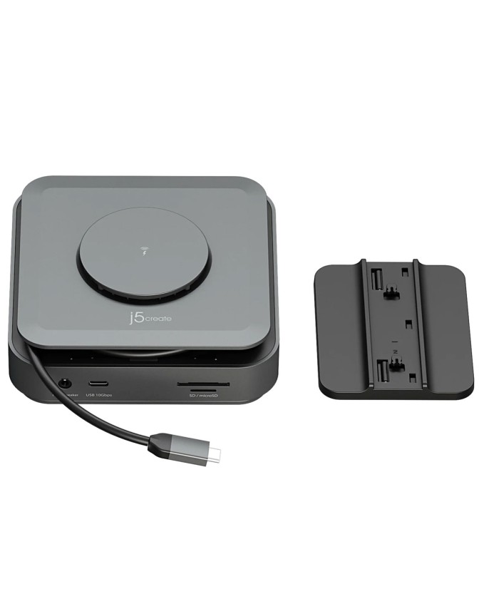 j5create Dock USB-C Dual Display 4K MST MacBookM3 HDMI/RJ45/SD/USB/PD + Wireless Charger + 140W PSU UK JCD3199P