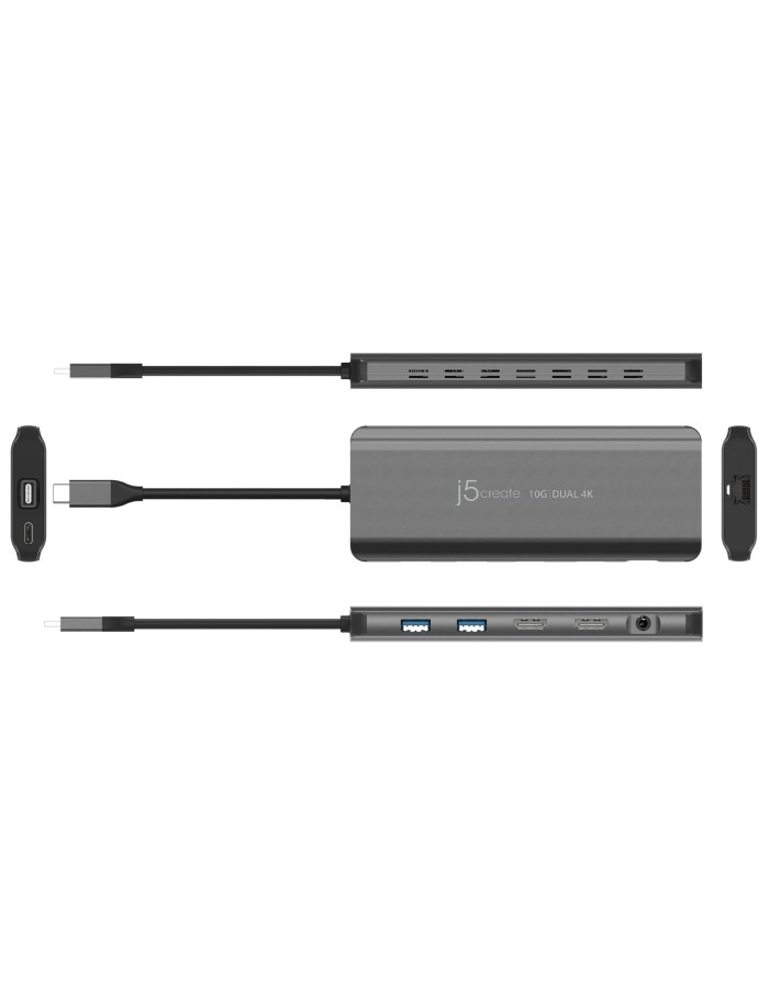 j5create Dock USB-C Dual Display 4K MST MacBookM3 HDMI/RJ45/USB/Audio/PD JCD398