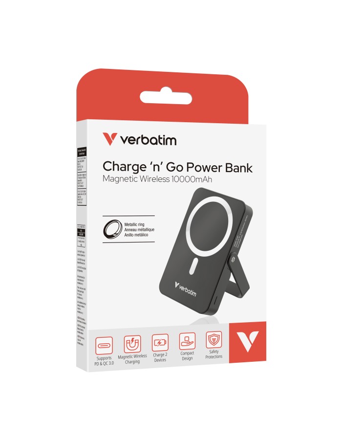 Verbatim Powerbank Wireless Magnetic 10000 with Stand Black 32264