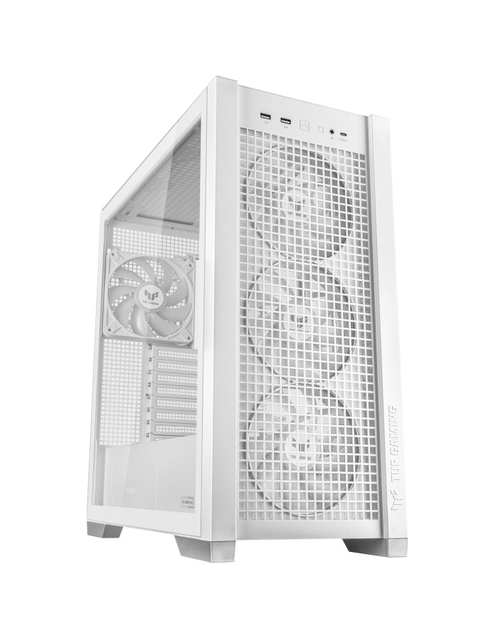 ASUS PC Case TUF Gaming eATX Mesh Front Panel Interchangeable Glass-Mesh Side Panels 4x Pre-Installed Fans USB-C GT302 ARGB White