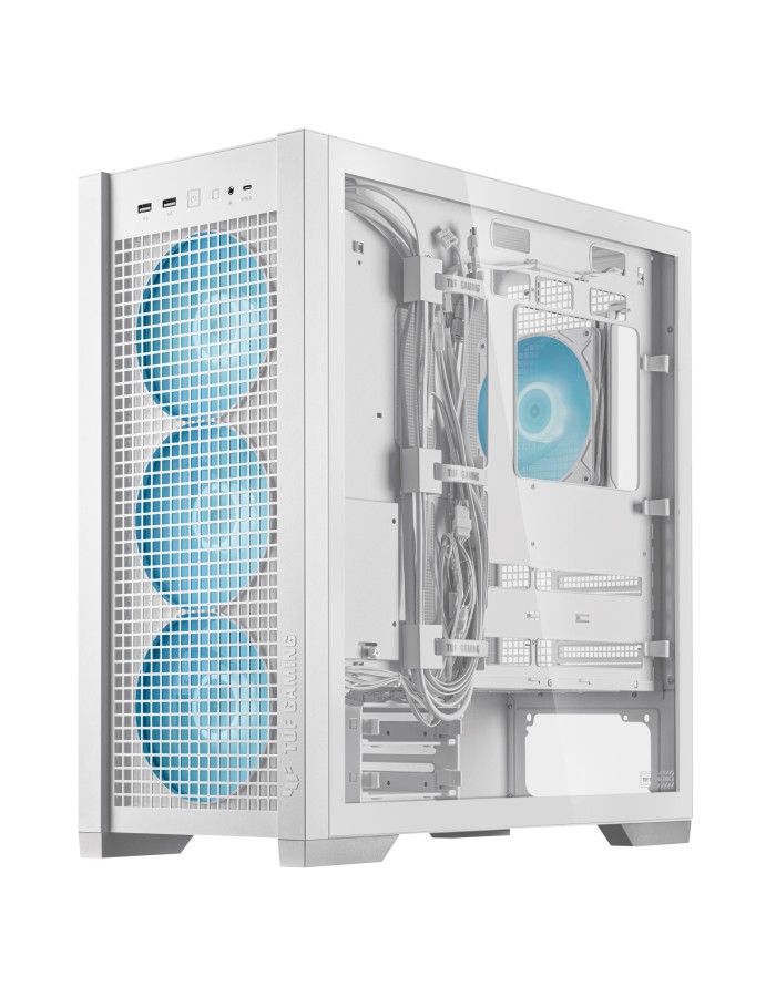ASUS PC Case TUF Gaming eATX Mesh Front Panel Interchangeable Glass-Mesh Side Panels 4x Pre-Installed Fans USB-C GT302 ARGB White